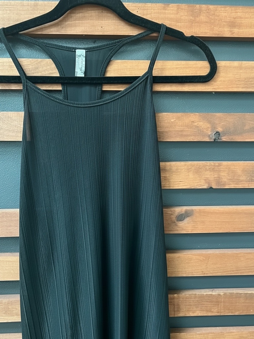 Free People Black Ribbed Racerback Tank Top Size Large